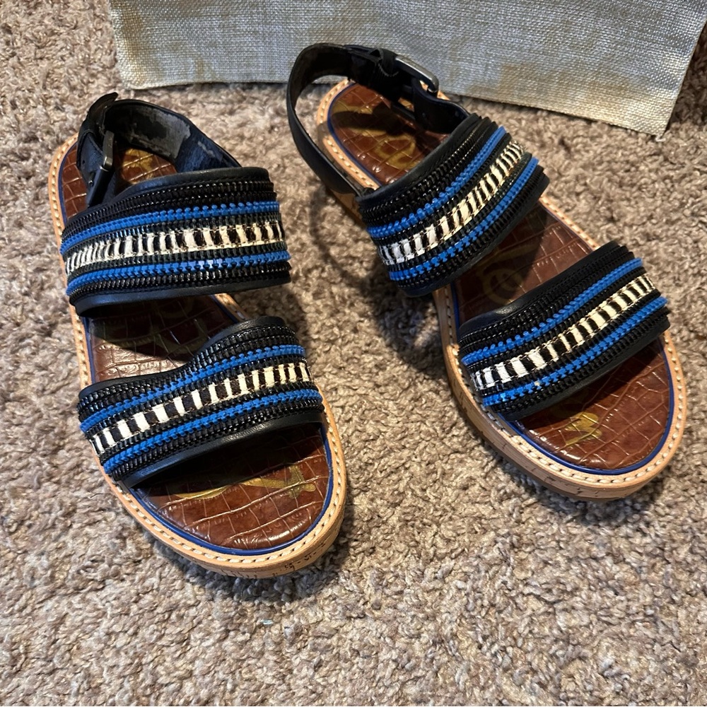 Sam Edelman Cool, Black and Blue Beaded Sandals